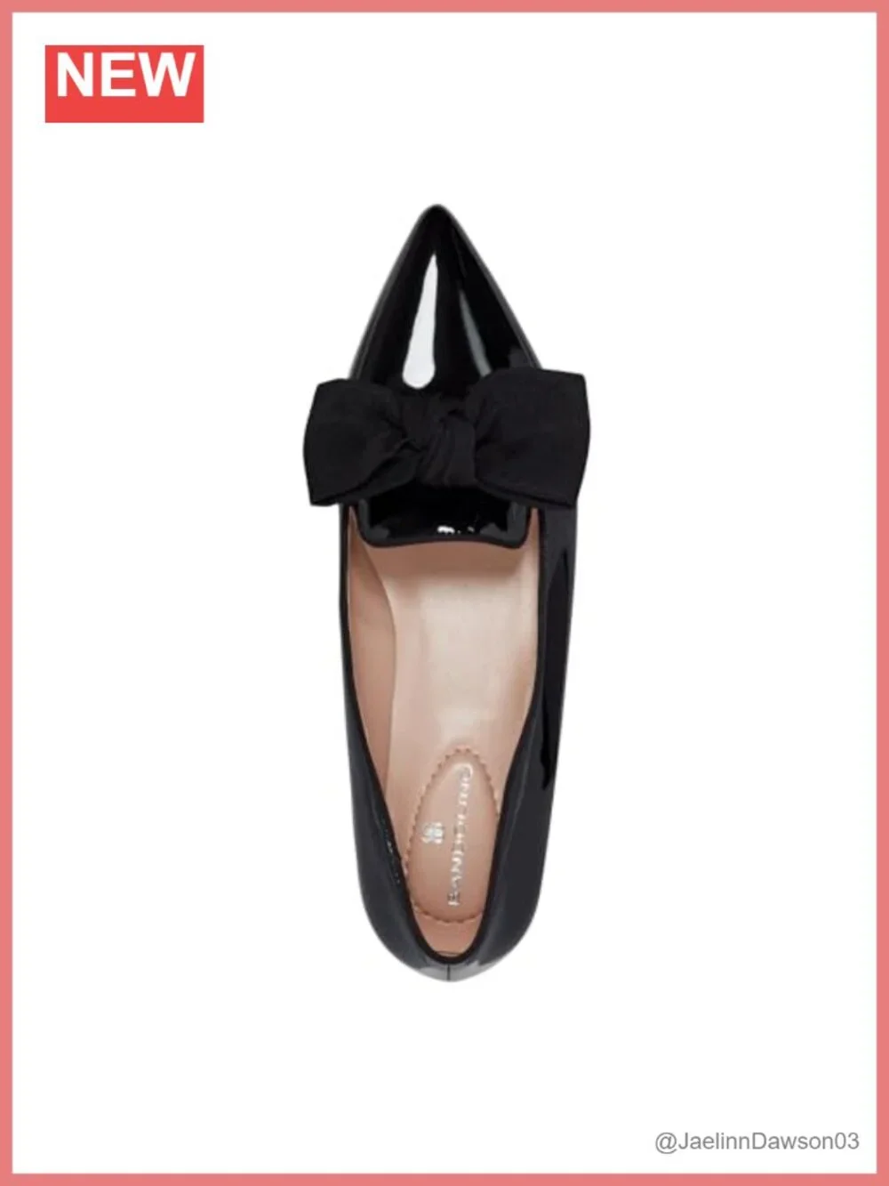 Faux Patent Leather Slip-On Loafer with Bow Detailing Pointed Toe